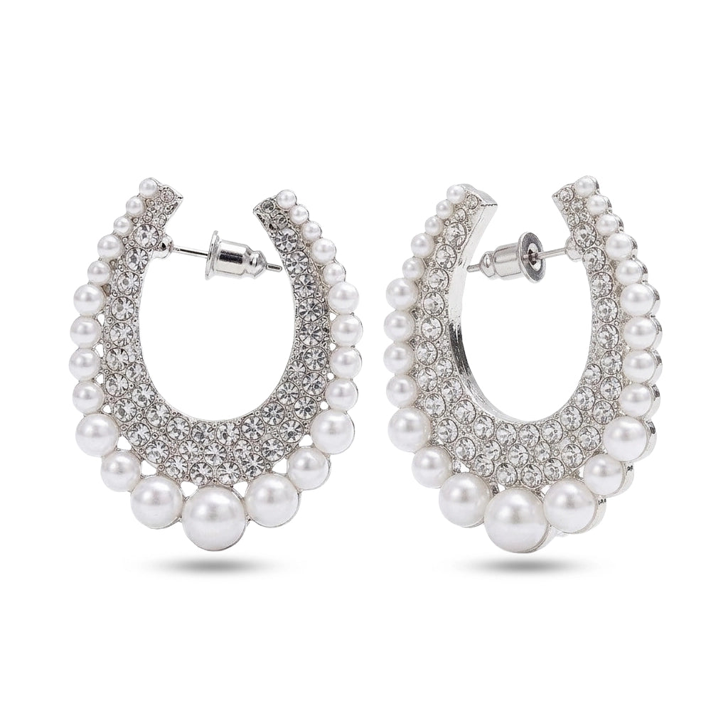Celestine Pearl Halo Hoops