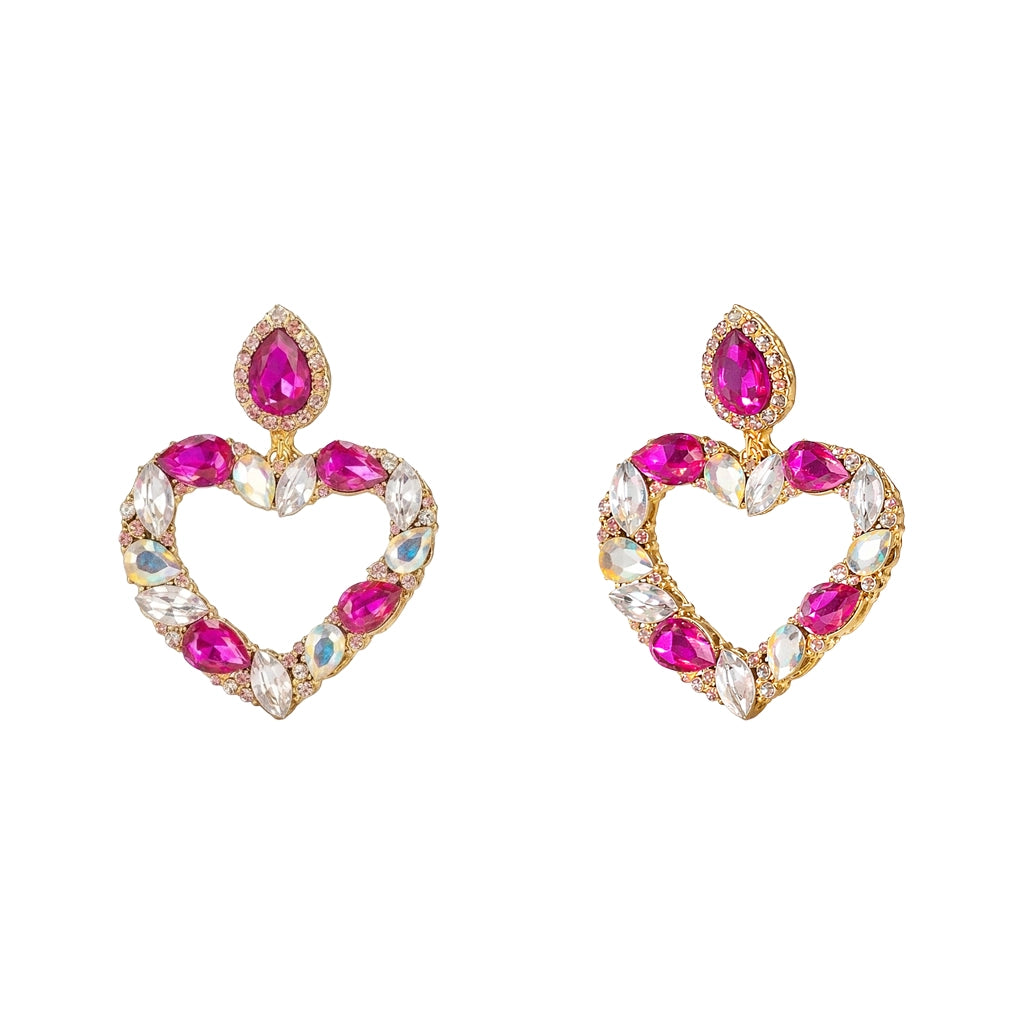Crystal Heart Hoops