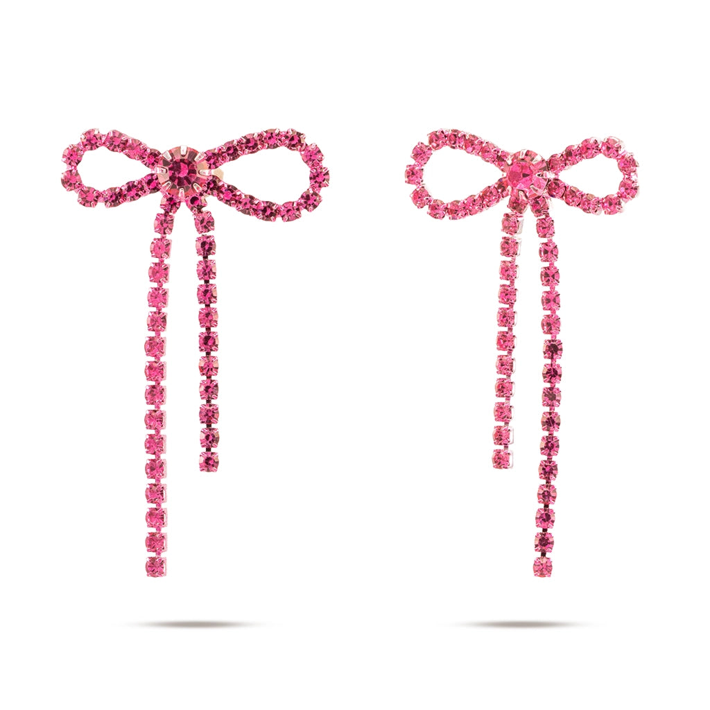 Crystal Bow Drop Earrings
