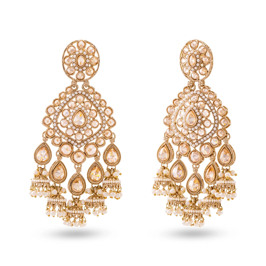 Kundan Pearl Cascade Danglers