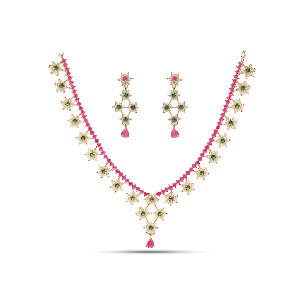 Ruby Vanya Floral Necklace Set
