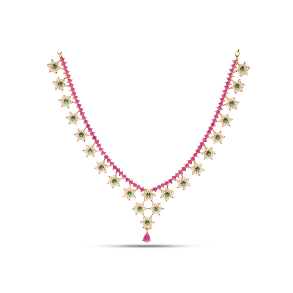 Ruby Vanya Floral Necklace Set