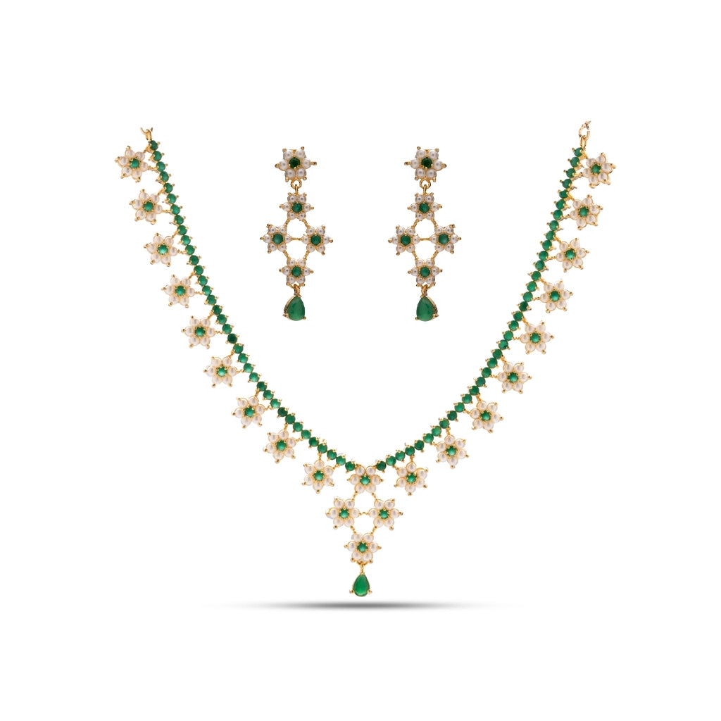 Green Vanya Floral Necklace Set