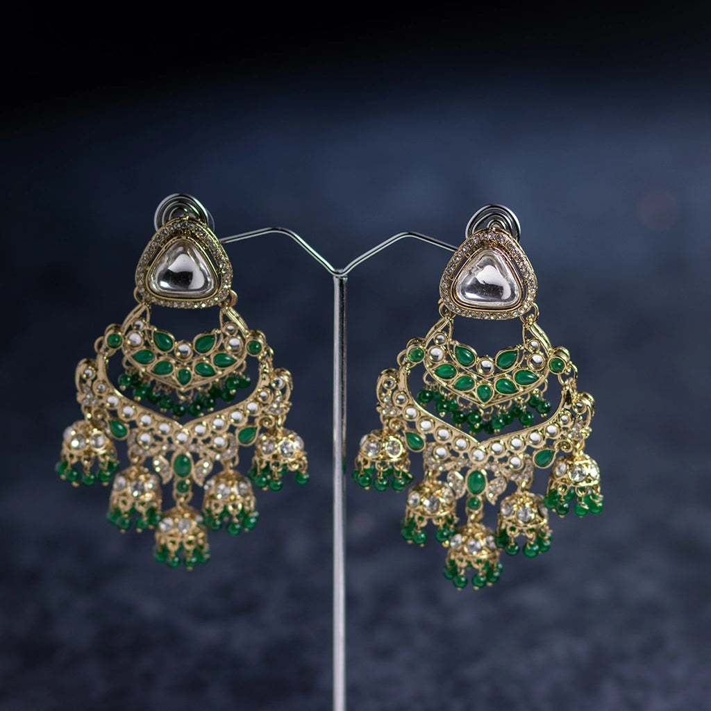 Rangella Emerald Meenakari Jhumka Earrings