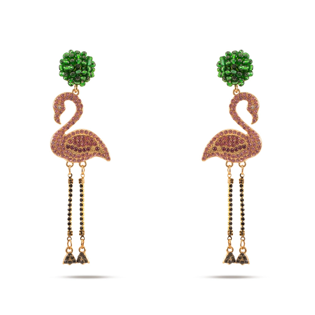 Crystal Flamingo Drop Earrings