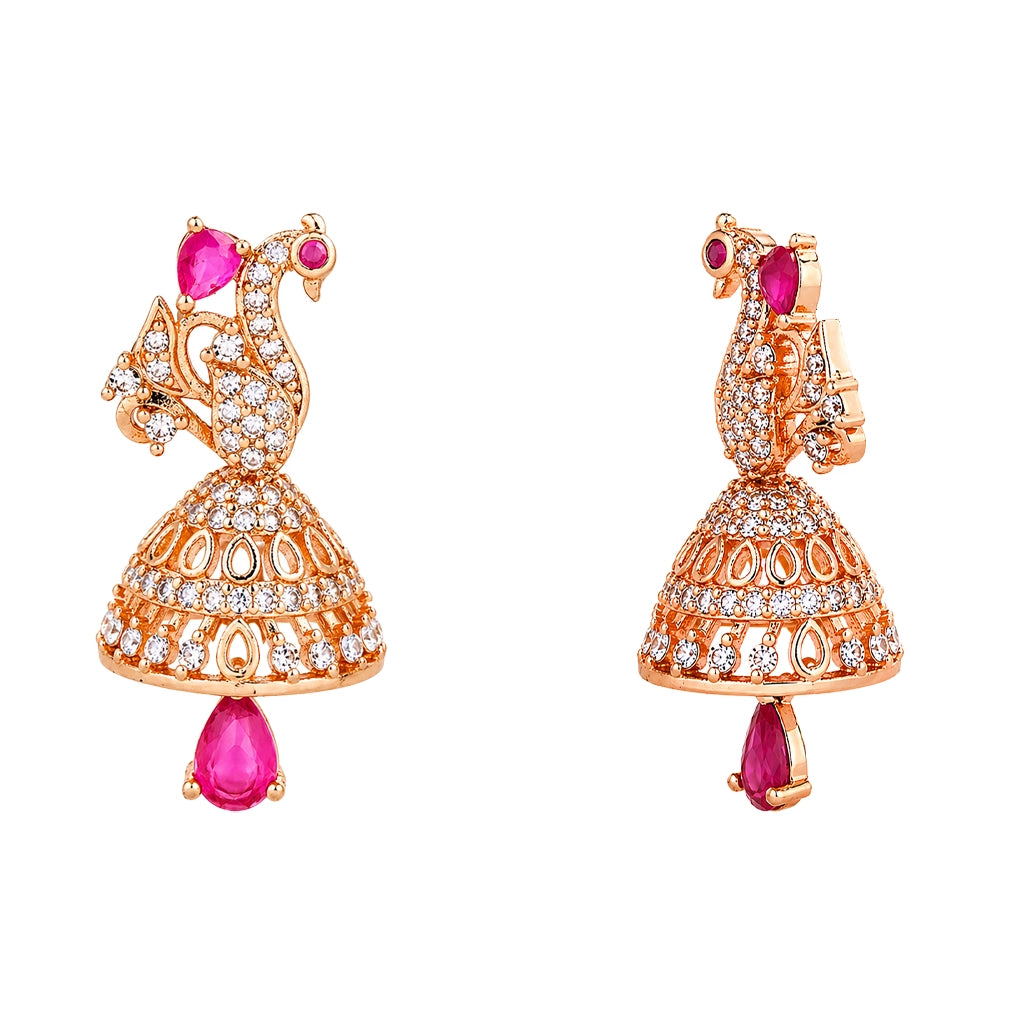 Ruby Mayura Royal Jhumka Earrings
