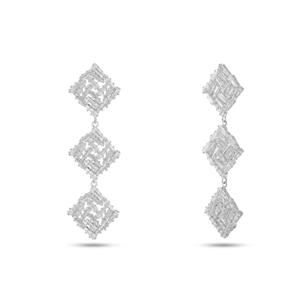 Luxe Lattice Square Drops Silver