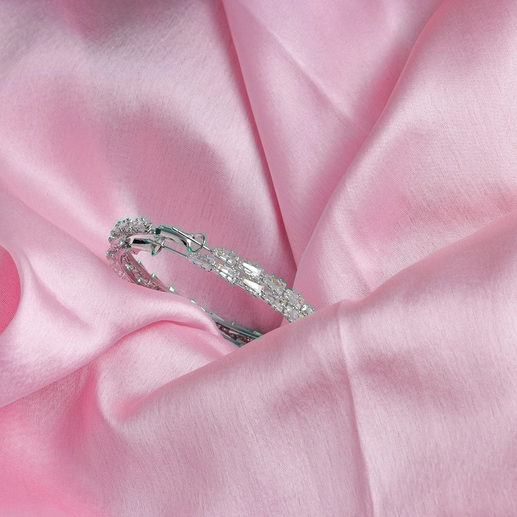 Aurielle Double Pave Hoops Silver