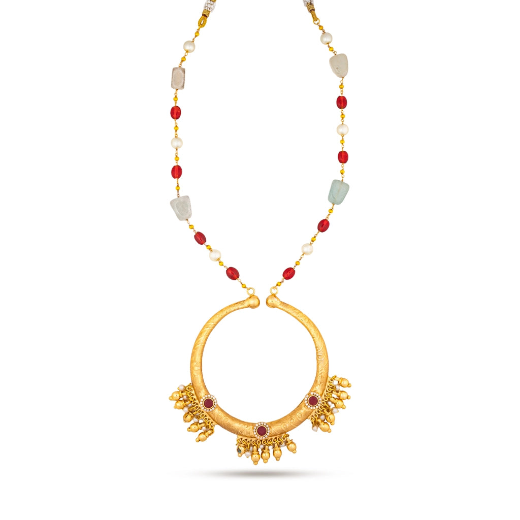 Rajwadi Ruby Crescent Choker