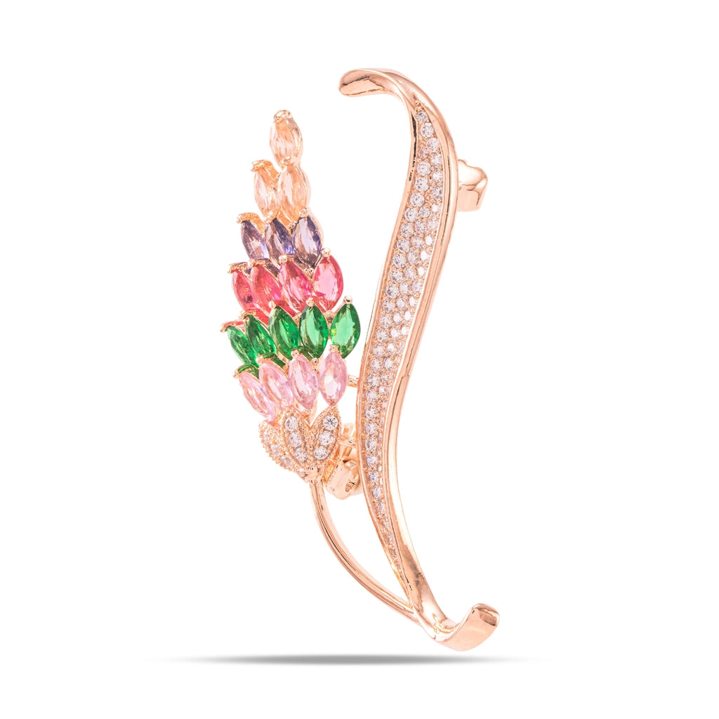 Rainbow Feather Crystal Brooch