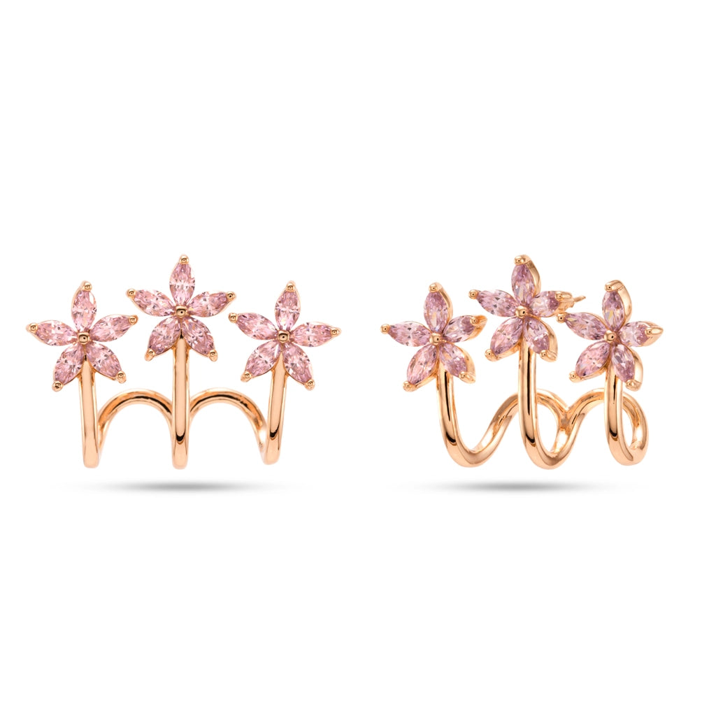 Pink Bloom Crystal Ear Climbers