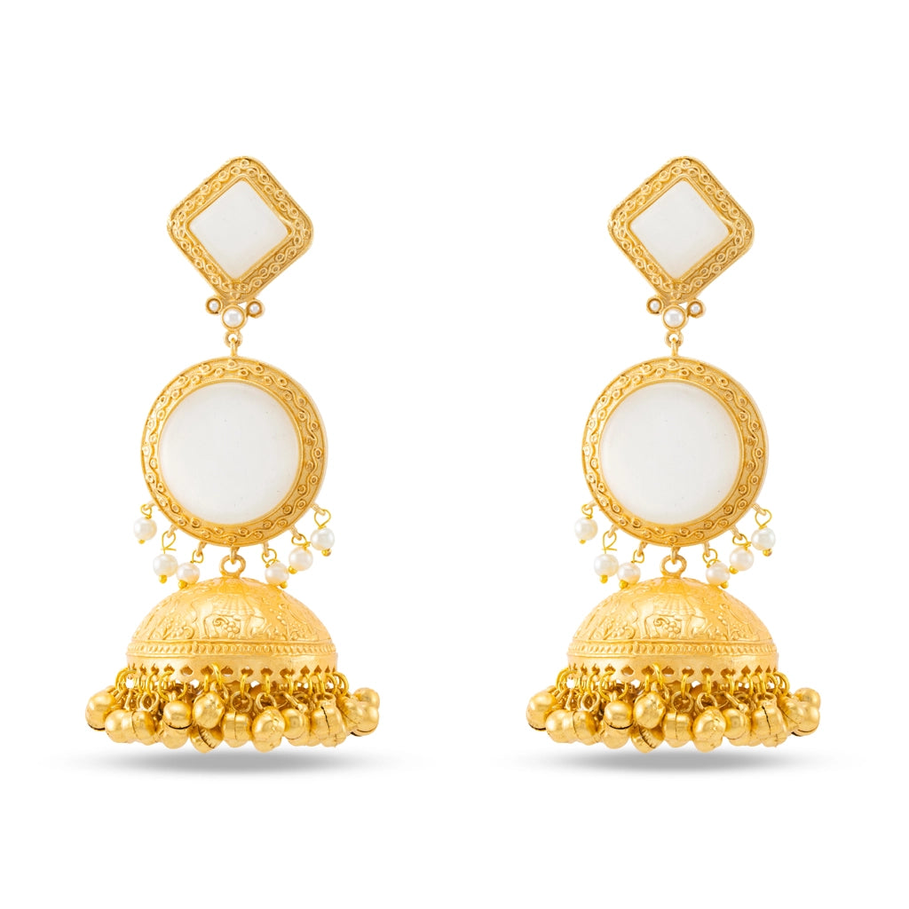 Blush Halo Jhumkas White