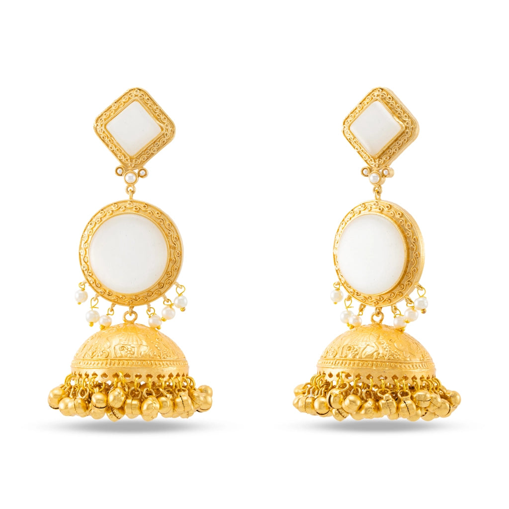 Blush Halo Jhumkas White