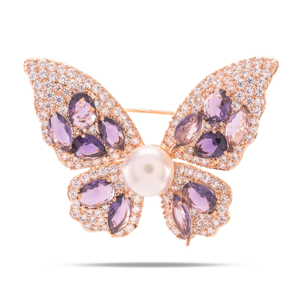Amethyst Bloom Butterfly Brooch