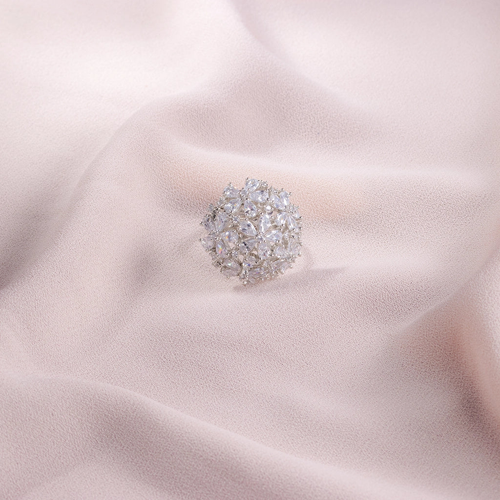 Ivory Bloom Crystal Dome Ring
