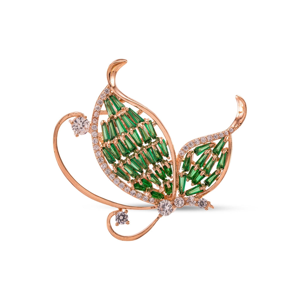 Emerald Leaf Grace Crystal Brooch