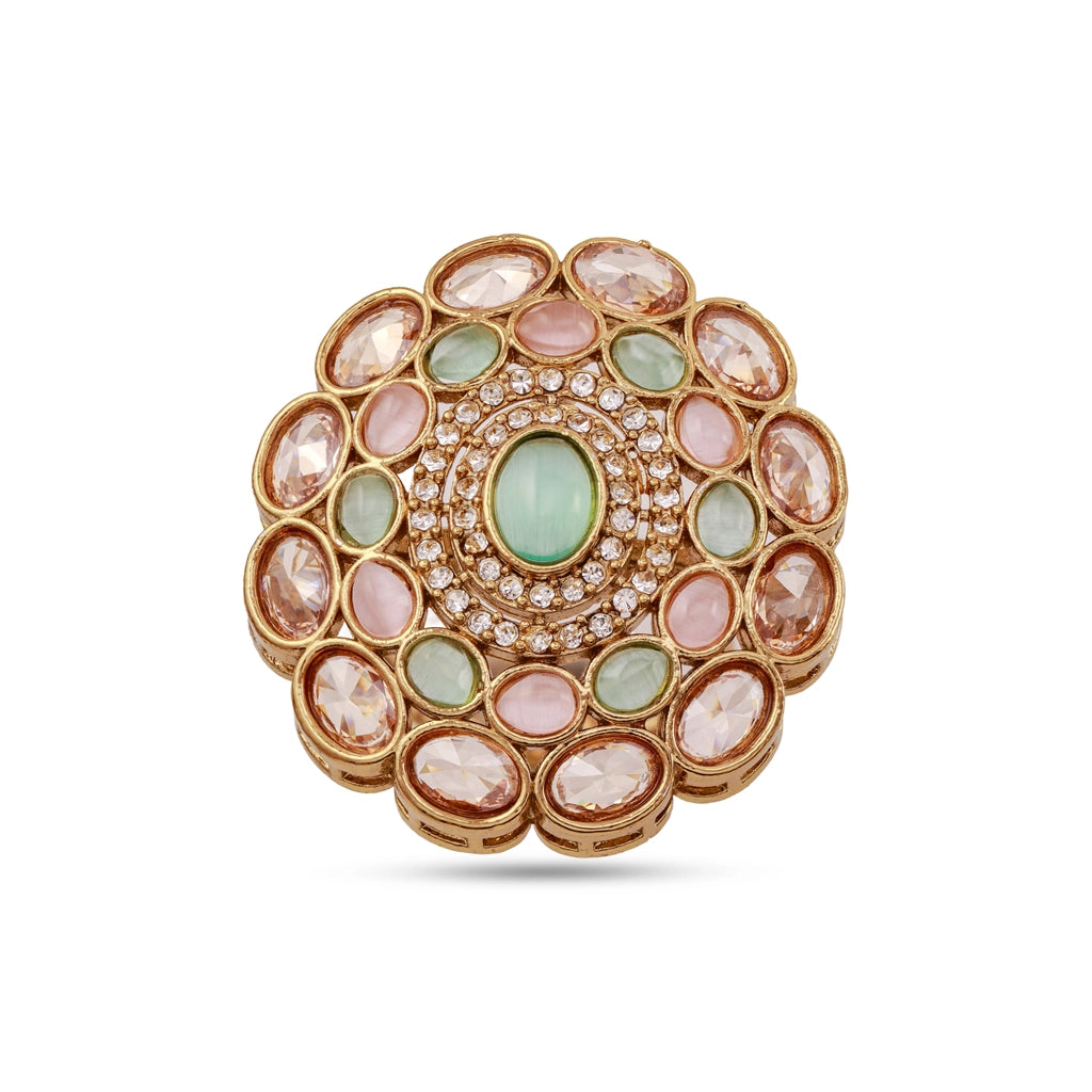 Pastel Mosaic Bloom Statement Ring