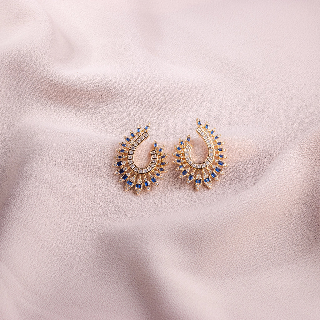 Celeste Sapphire Halo Hoops