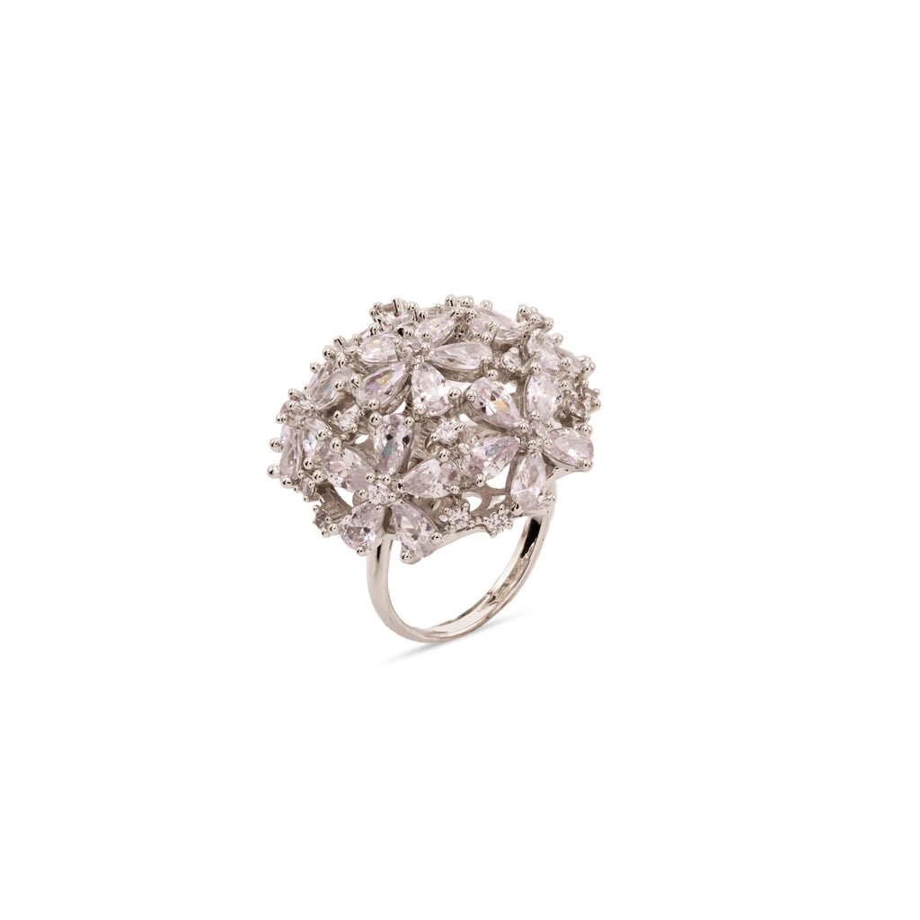 Ivory Bloom Crystal Dome Ring