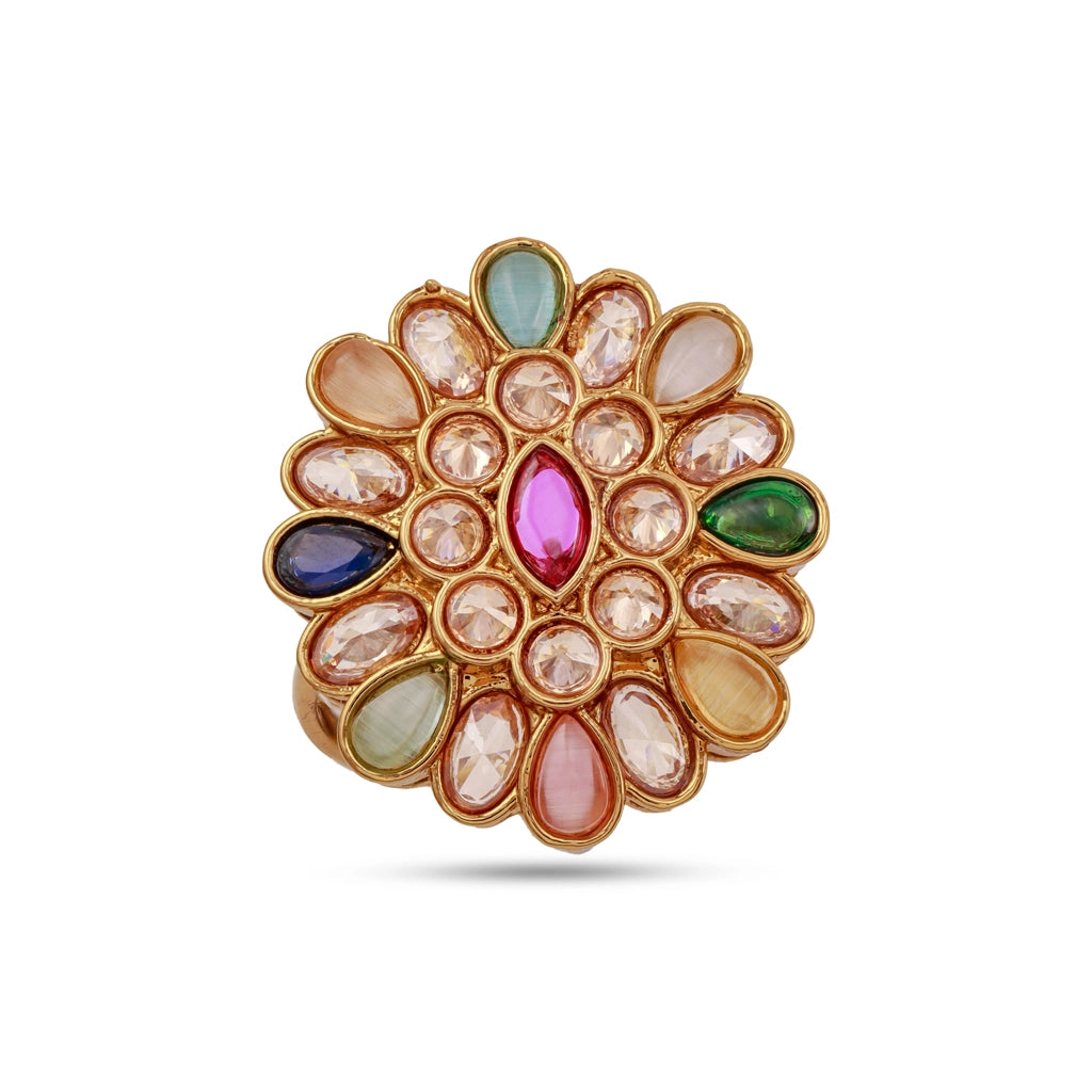 Regal Navratna Bloom Ring