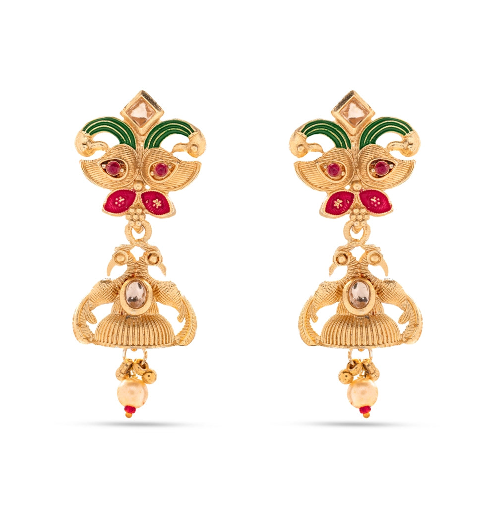Pearl & Multi-Colored Stone Necklace and Earring Set