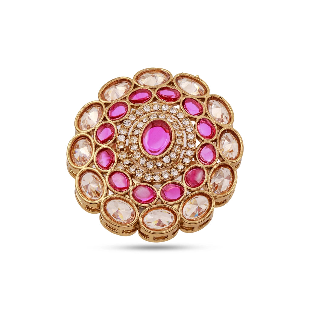 Regal Navratna Bloom Pink Ring