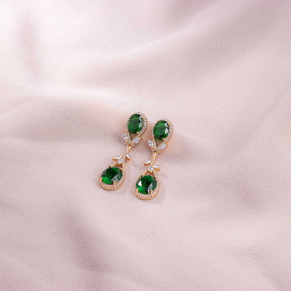 Emerald Teardrop Crystal Drop Earrings