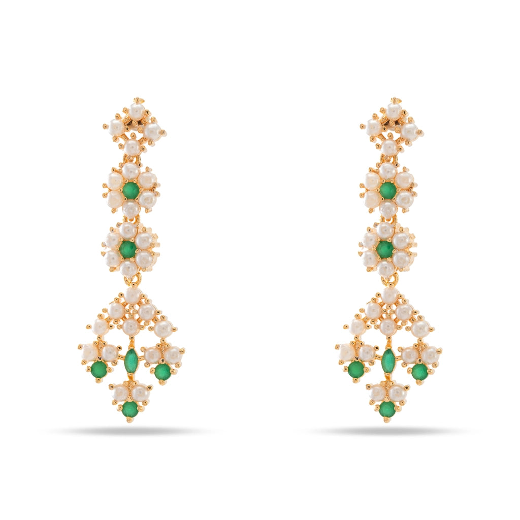 Rangella Royale Pearl Cascade Necklace Emerald