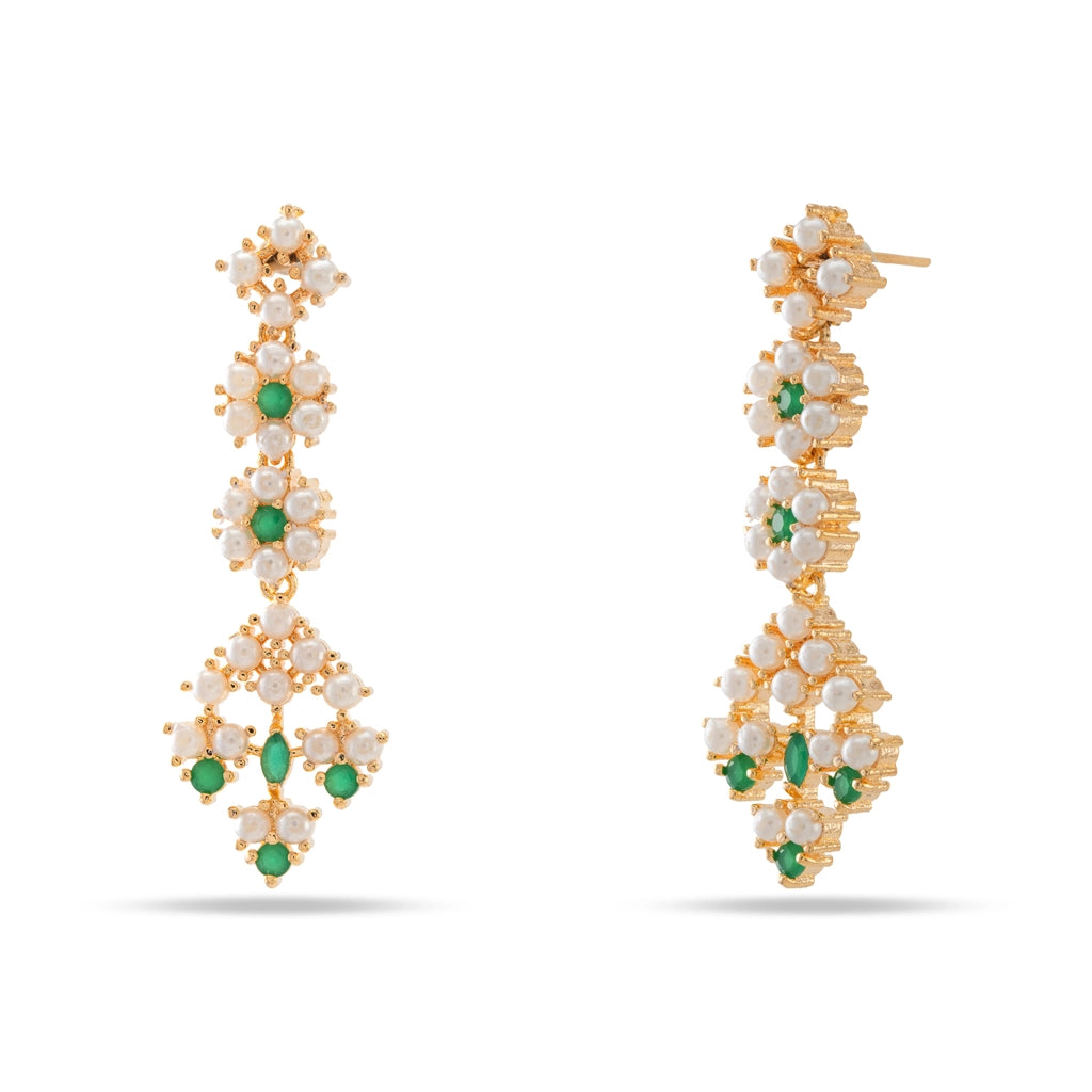 Rangella Royale Pearl Cascade Necklace Emerald