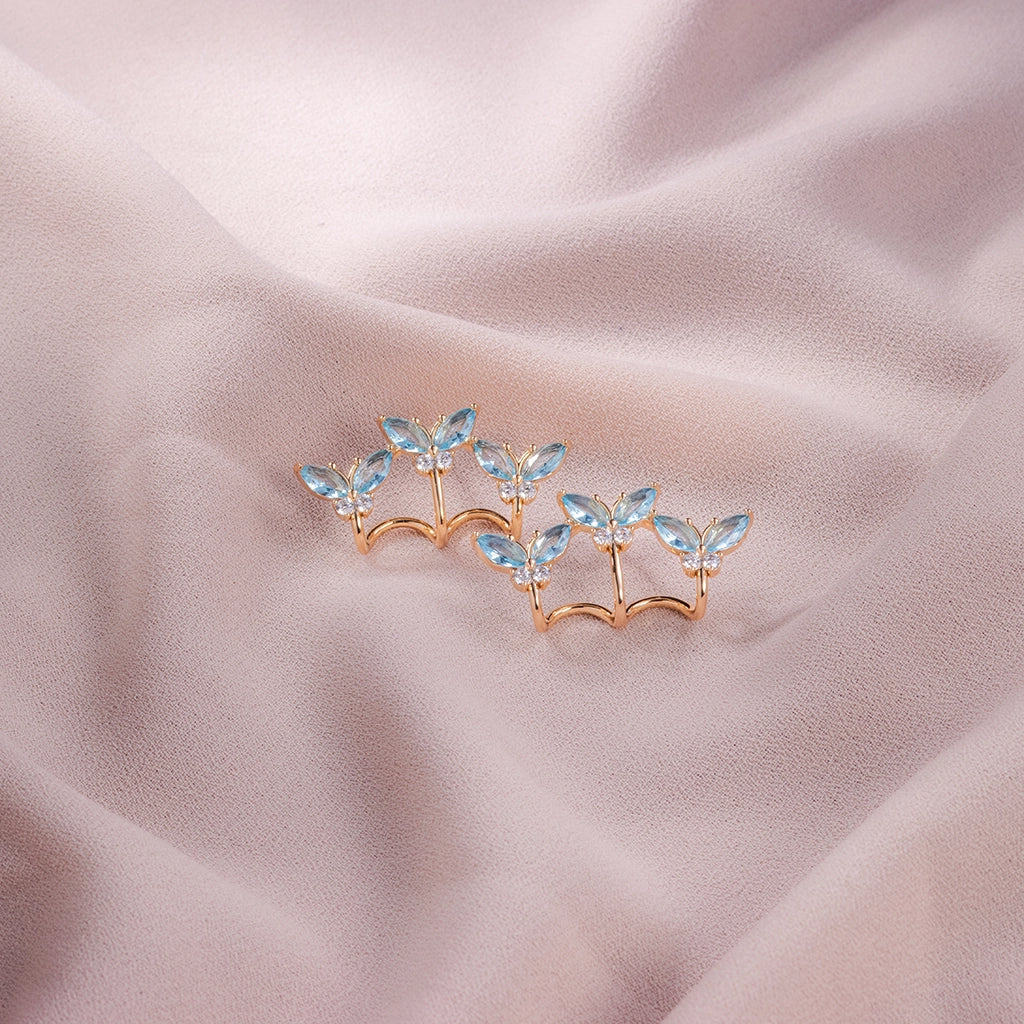 Sky Bloom Crystal Ear Climbers