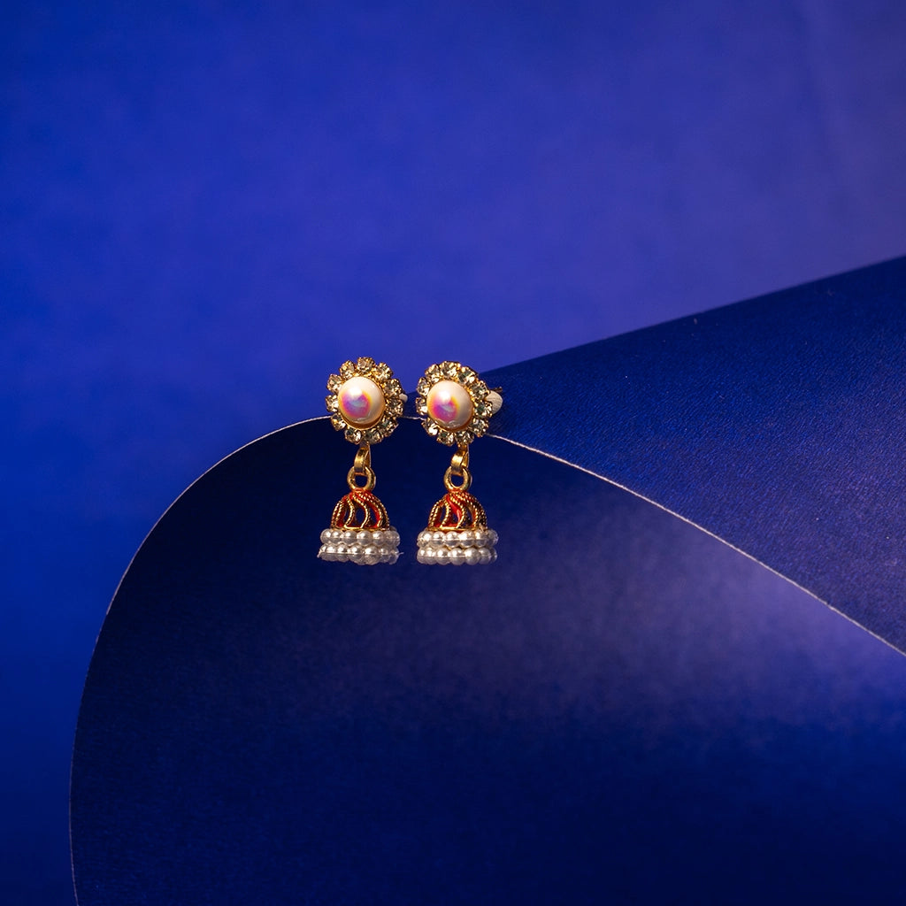 Aaina Aura Ruby Pearl Jhumkas