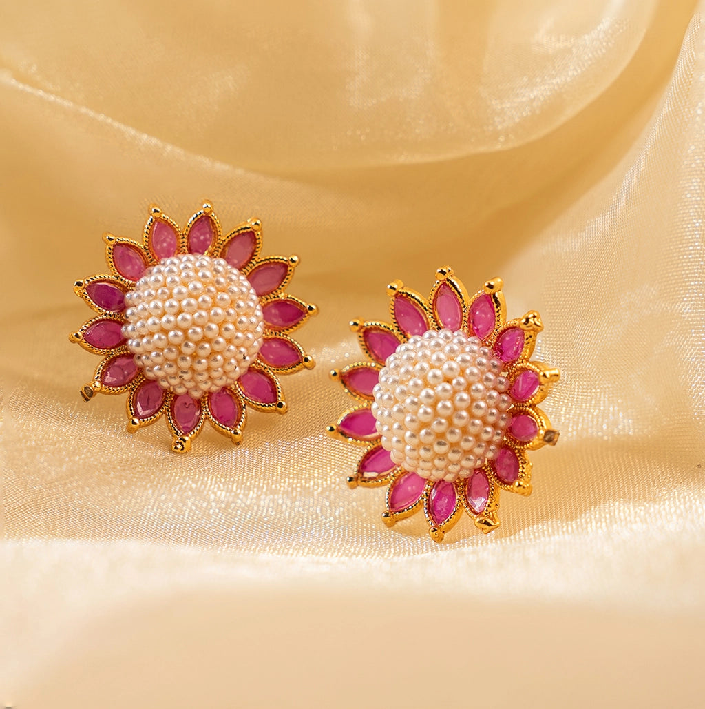 Blush Petal Pearl Studs