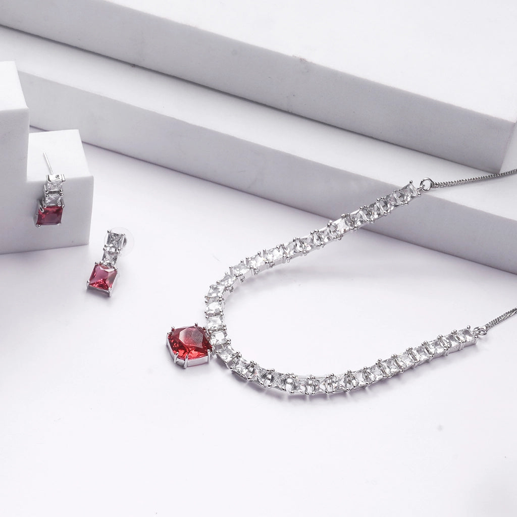 Celestia Ruby Medallion Necklace Set