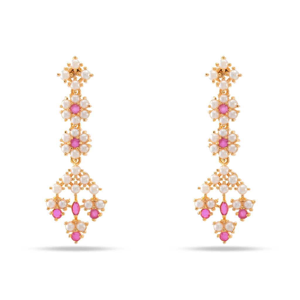 Rangella Royale Pearl Cascade Necklace Pink Gold