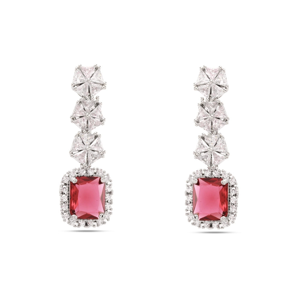 Scarlet Prism Silver Necklace Set