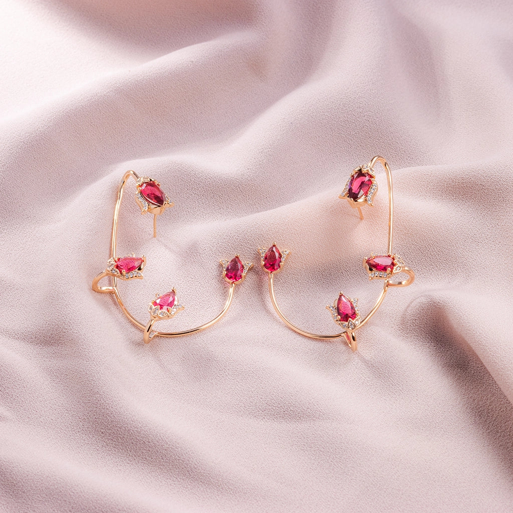 Pink Crystal Hoops