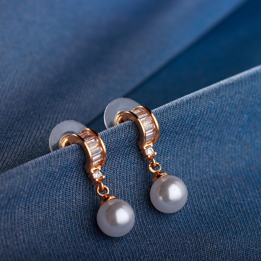 Celeste Pearl Drop Hoops