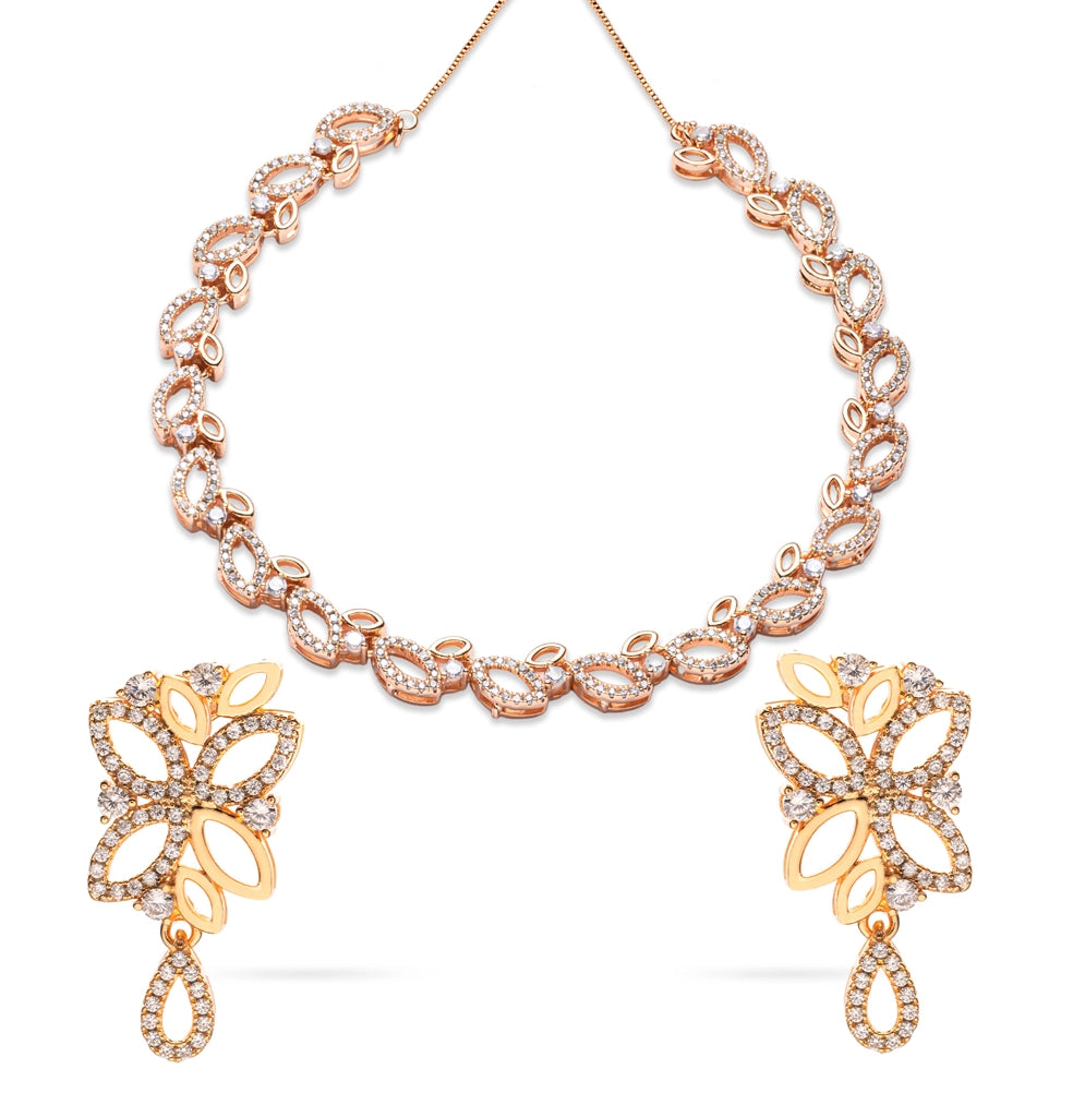 Floral Halo Crystal Necklace Set