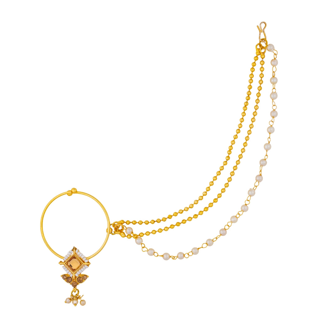 Golden Prism Pearl Nath Chain