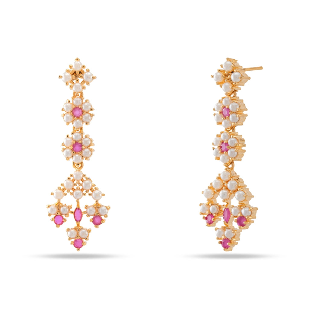 Rangella Royale Pearl Cascade Necklace Pink Gold