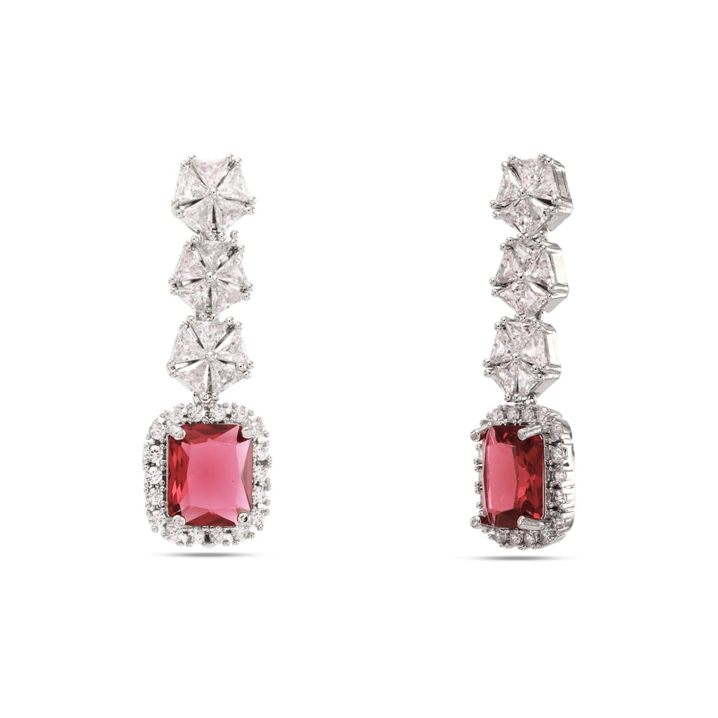 Scarlet Prism Silver Necklace Set