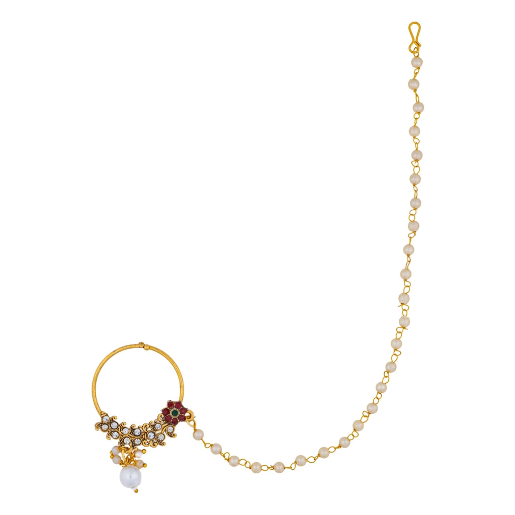 Ruby Bloom Pearl Nath Chain