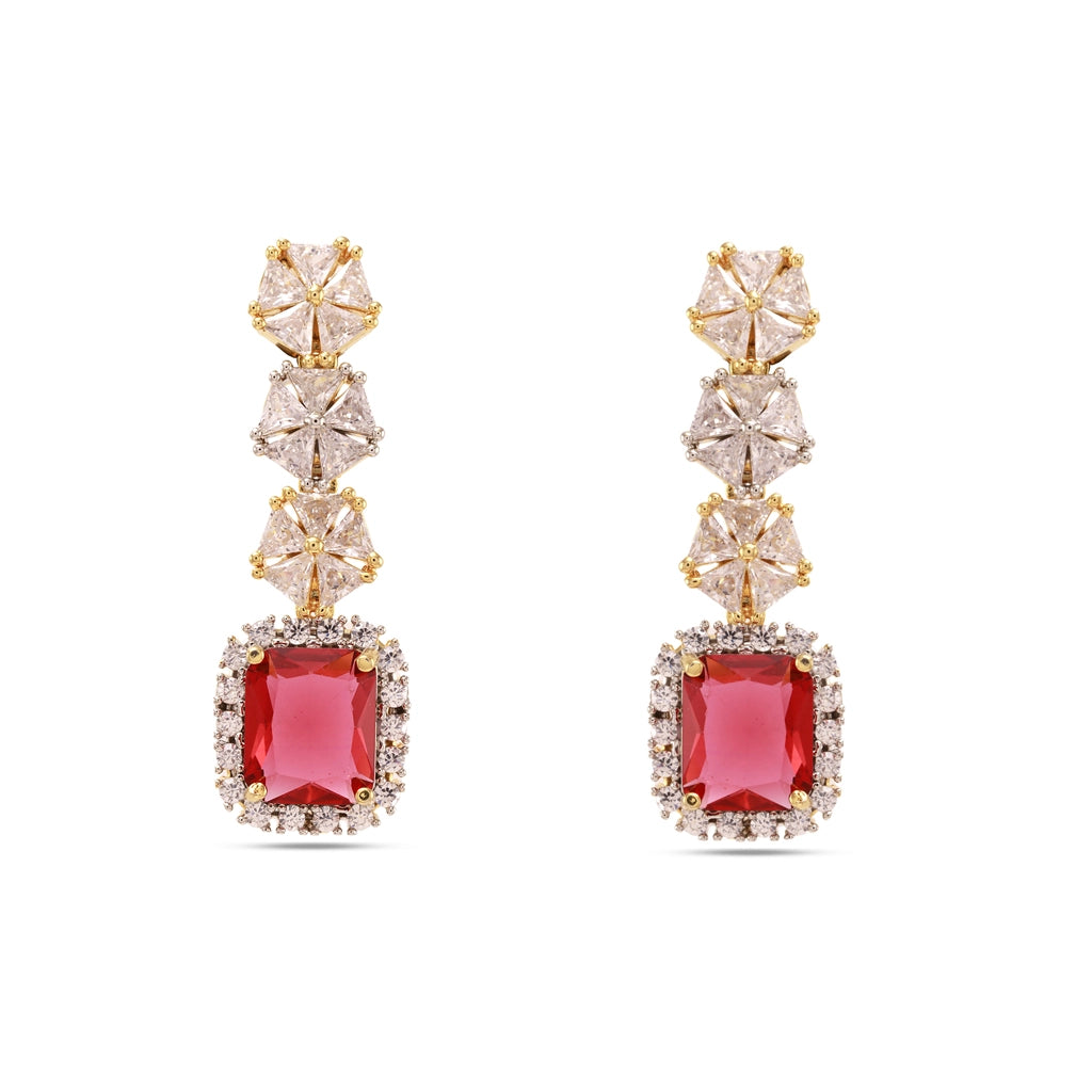 Ruby Crystal Pendant Set