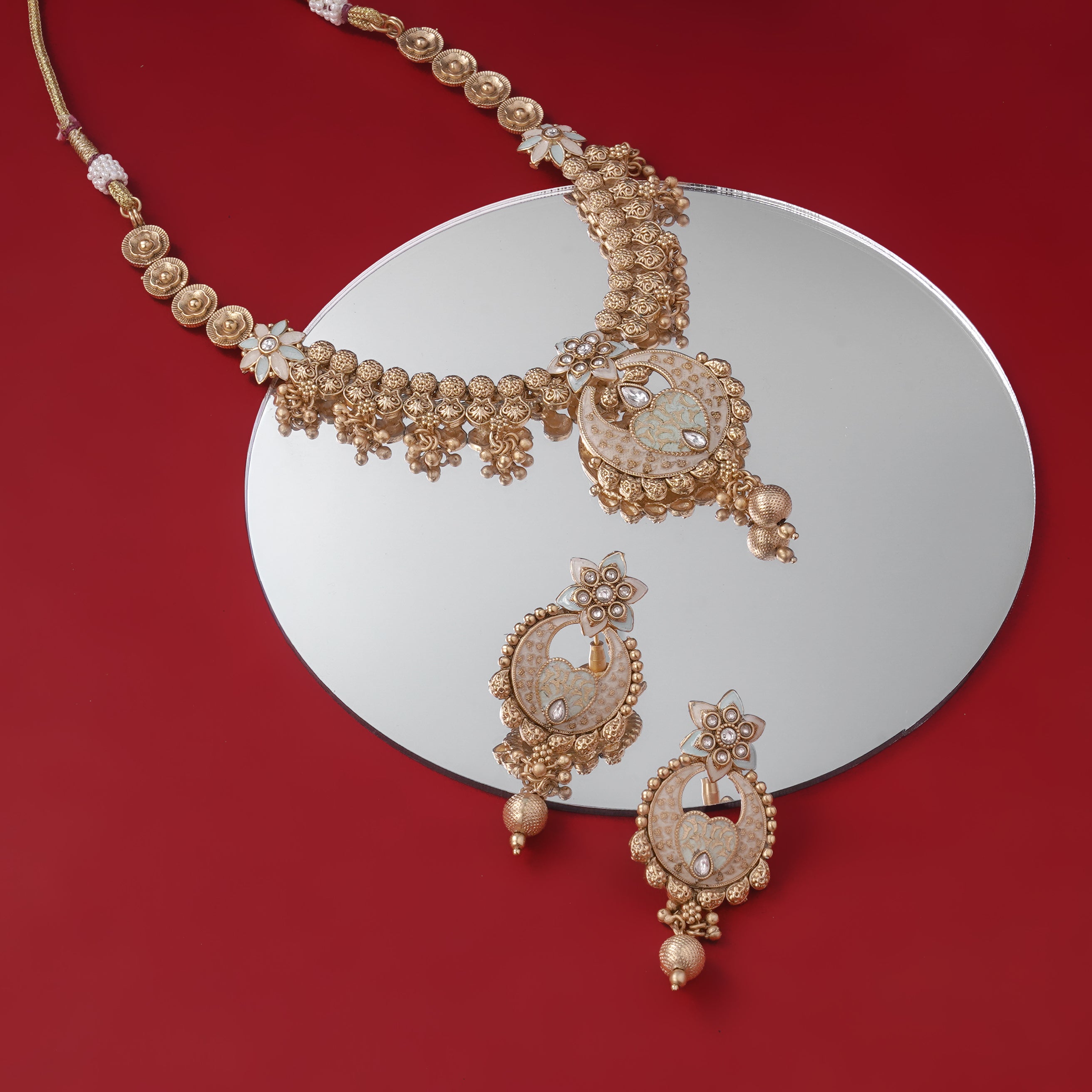 Gulnaz Antique Floral Necklace Set