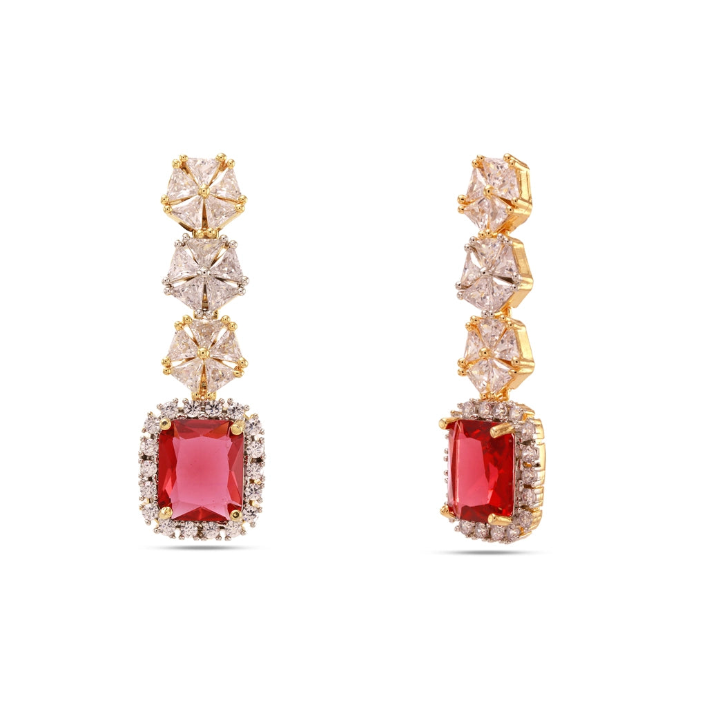 Ruby Crystal Pendant Set