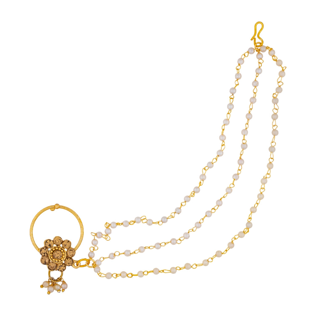 Pearl Radiance Floral Hoop Nath Chain