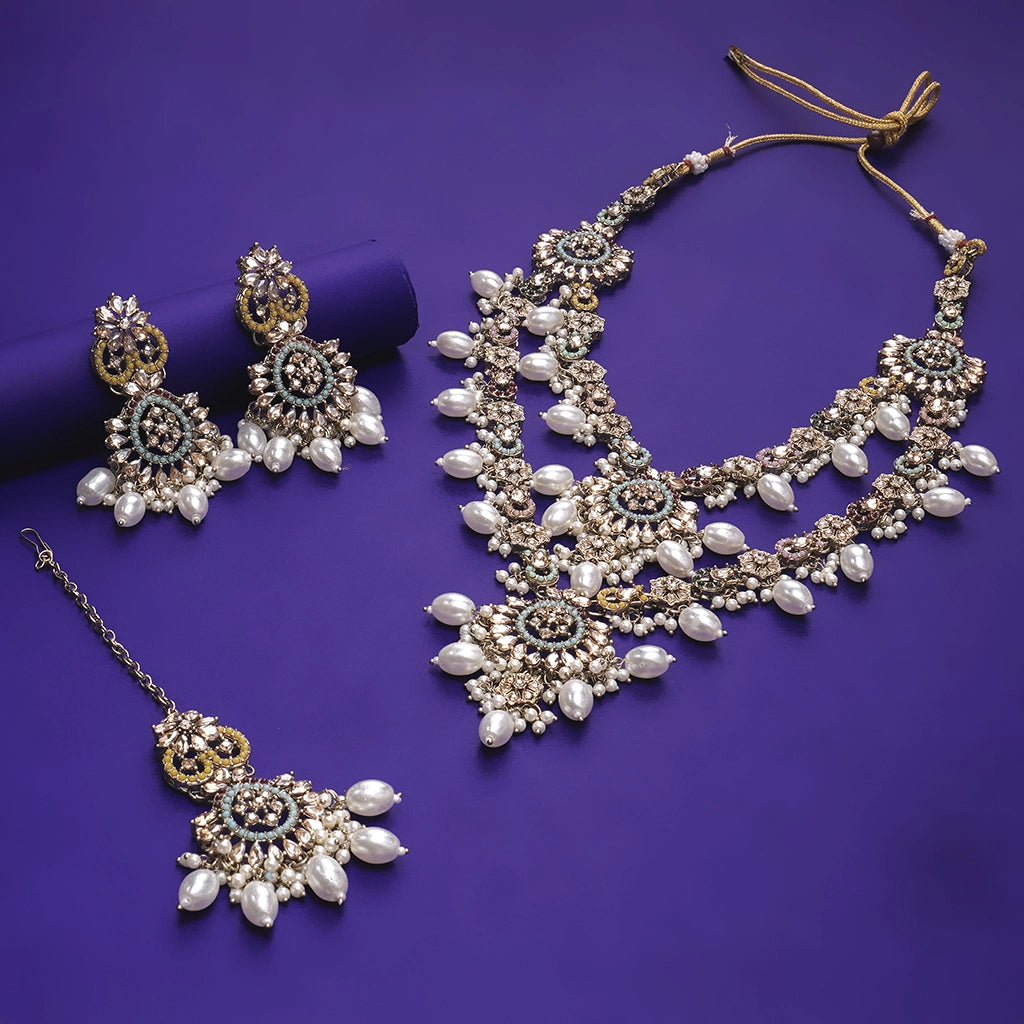 Celestia Crystal White Necklace Set