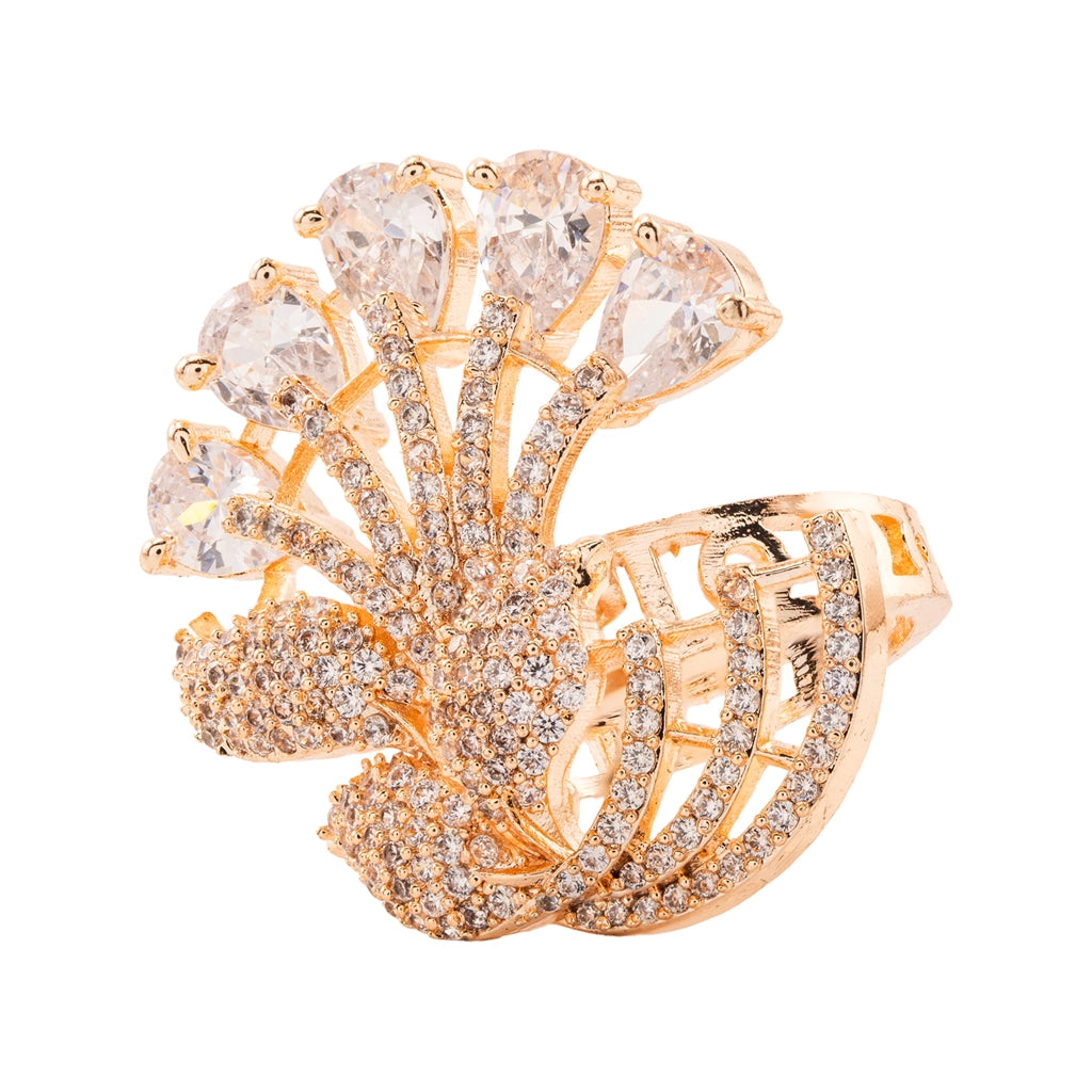 Luxe Peacock Feather Ring