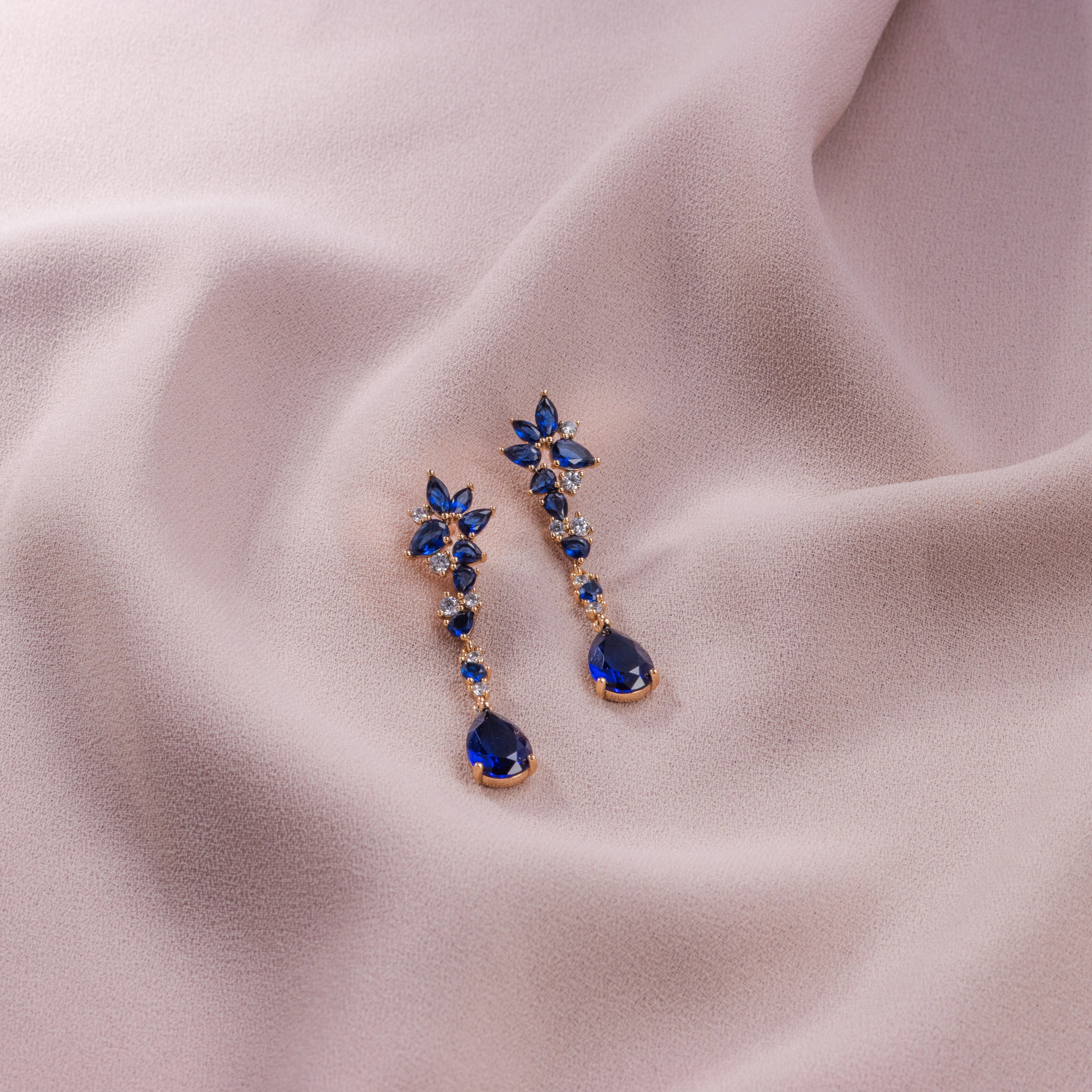 Midnight Sapphire Crystal Drop Earrings