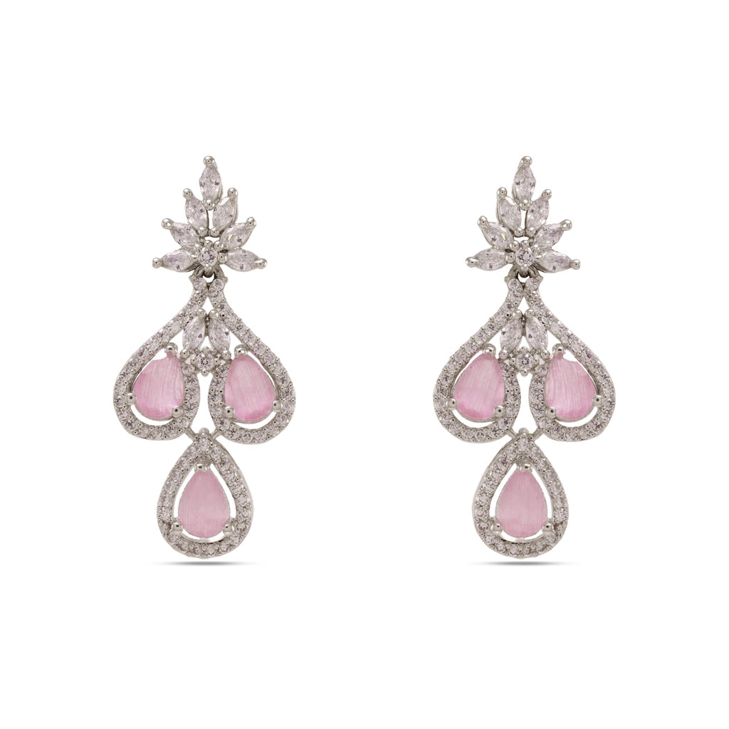 Blush Crystal Teardrop Necklace Set